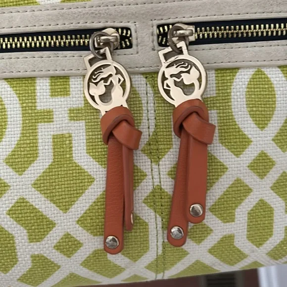 Spartina bag and wallet, green and cream